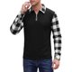 thumbnail image 1 of INSPIRE CHIC Camisa Polo de Cuadros para Hombre de Manga Larga con Cremallera Casual para Golf Polo Camisas 2XL Negro, 1 of 6