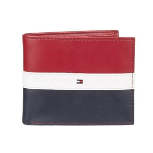 Cartera Tommy Hilfiger De Piel Con Bloqueo Rfid Para Hombre Rojo Azul Marino