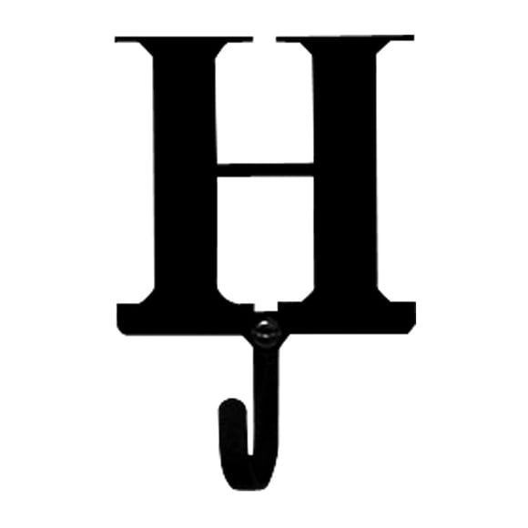 Wall Hook Village, hierro forjado, letra H, tamaño pequeño, hierro negro