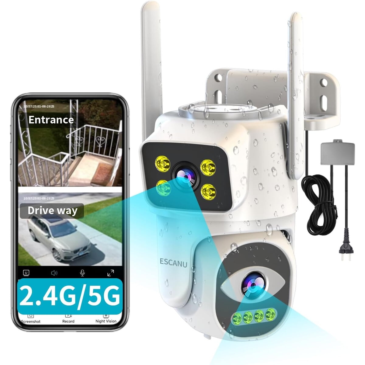 Camara Seguridad Escanu Bd12h Doble Lente 2k Wifi Exterior Ptz