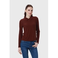 Fashionspark - Polera Mujer Medio Cierre Estampado Café