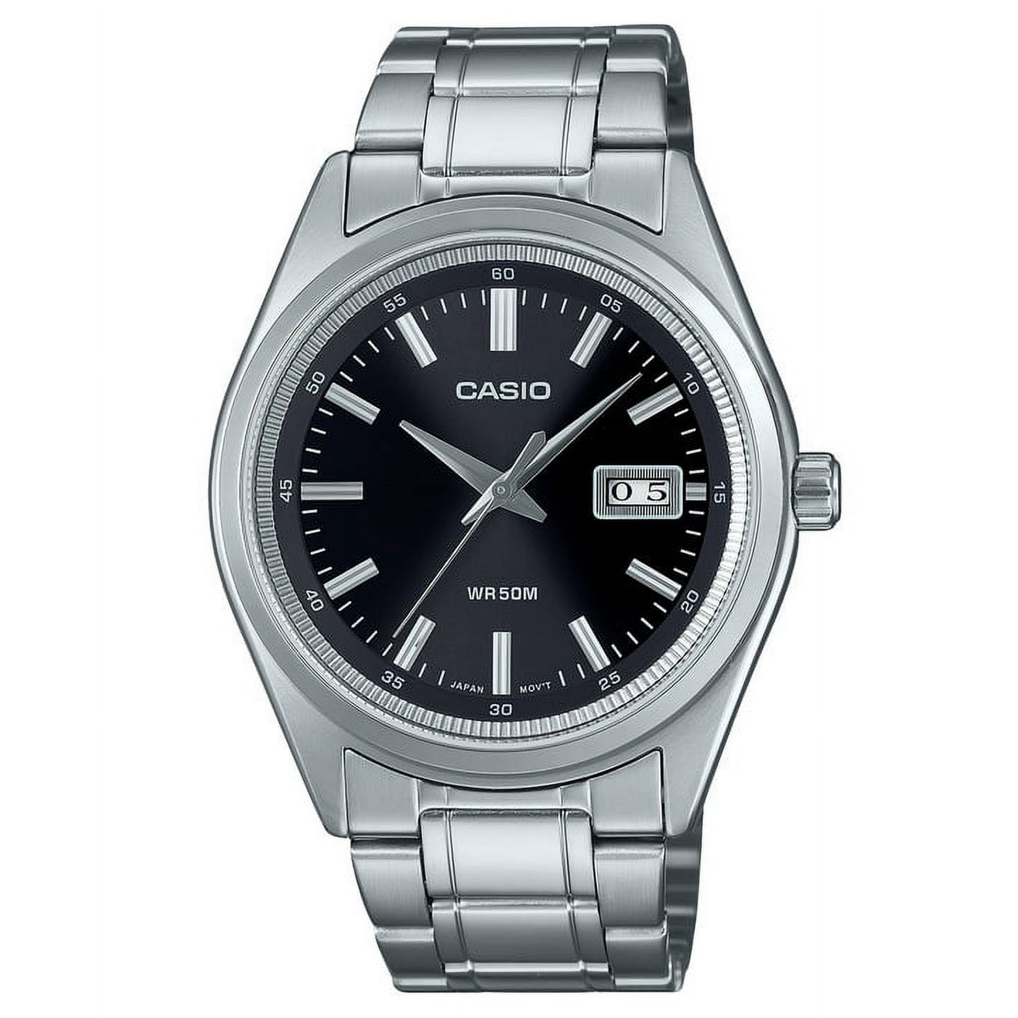 Casio - Reloj Standard Análogo Acero Inoxidable Esfera Negra Cuarzo Mtp-b180d-1a1v Para Hombre