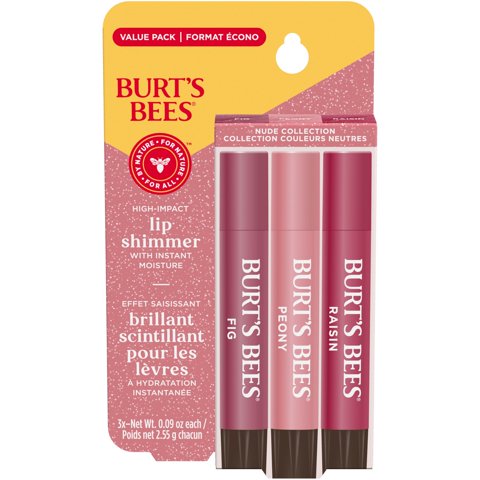 Lip Shimmer Burt'S Bees Nude Collection, 3 Tubos De 2,6 Ml