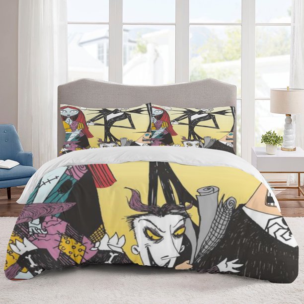 The Nightmare Before Christmas Bedding Sets Cartoon Duvet Cover Lightweight 3 Piece Bet Sets for Kids Boys Girls
