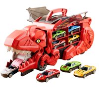 Magideal - Camión De Transporte De Dinosaurios, Camión Devorador De Dinosaurios, Portátil, Novedad, Vehículos De Dinosaurio, Juego De Juego Para Niños Y Niñas Rojo