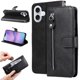 thumbnail image 3 of Funda tipo cartera para iPhone 17 con bolsillo con cremallera y ranuras para tarjetas – Función de soporte Negro, 3 of 5