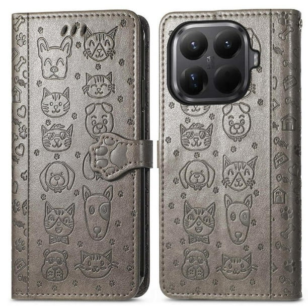 Funda Cartera FOXDOCK para Xiaomi 15T , Flip PU con Relieve de Gatos y Perros, Tarjetero y Soporte