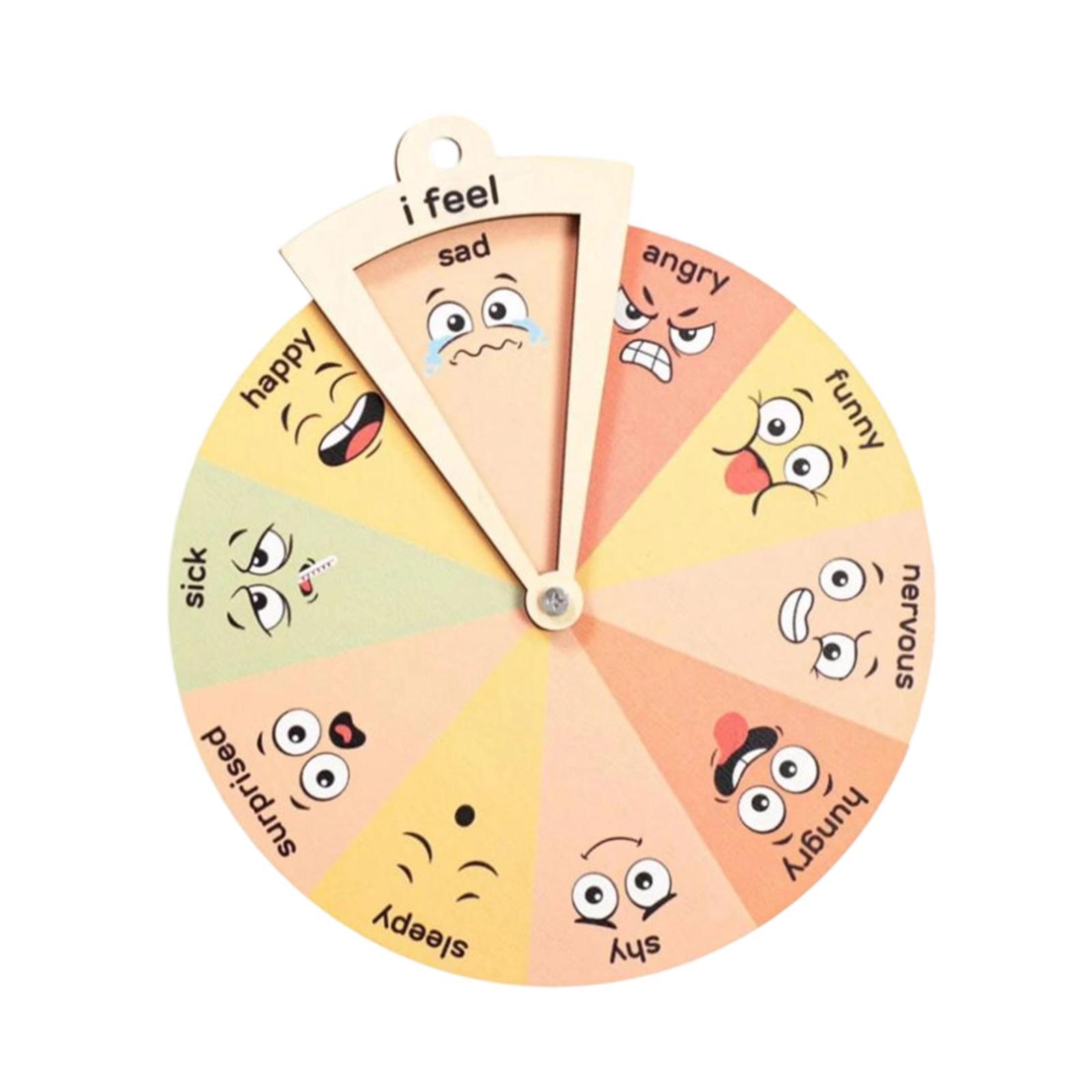 Magideal - Rueda De Emociones De Madera Para Niños, Juguete De Aprendizaje Emocional Para Preescolares, Excelente Regalo, Material Didáctico, Tabla Portátil De E Diámetro 20Cm
