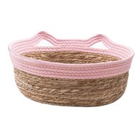Ioensy - Cesta Para Cama De Gato Tejida A Mano, Nido De Cama Para Perro, Cestas Para Rascar Gatos Japonesas, Rosa M