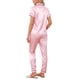 thumbnail image 3 of INSPIRE CHIC Conjunto de Pijama de Satén para Mujer con Botones, Manga Corta y Pantalones Sueltos, Ropa de Dormir Sedosa, Talla L, Rayas Rosadas, 3 of 6