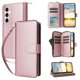 thumbnail image 5 of Funda Cartera con Cremallera y Correa para Samsung Galaxy S23 FE Soporte y Tarjetero Oro rosa, 5 of 6