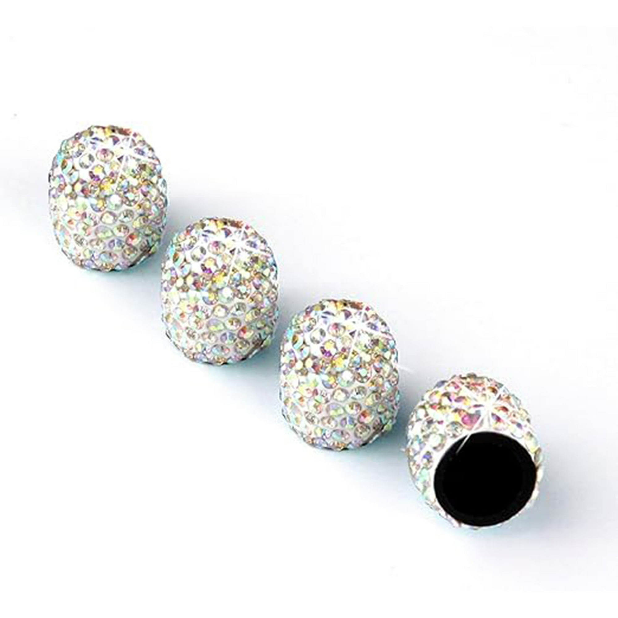 Veat00l - 4 Tapones De Válvula De Neumáticos De Automóviles Hechos A Mano, Con Diamantes Artificiales, Para Válvulas De Neumáticos De Automóviles, Atractivos Accesorios De Automóviles A Prueba De Polvo