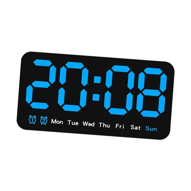 Reloj Digital De Escritorio, Reloj Despertador LED Con Atenuador Grande Para Dormitorio, Adultos, Adolescentes, Azul