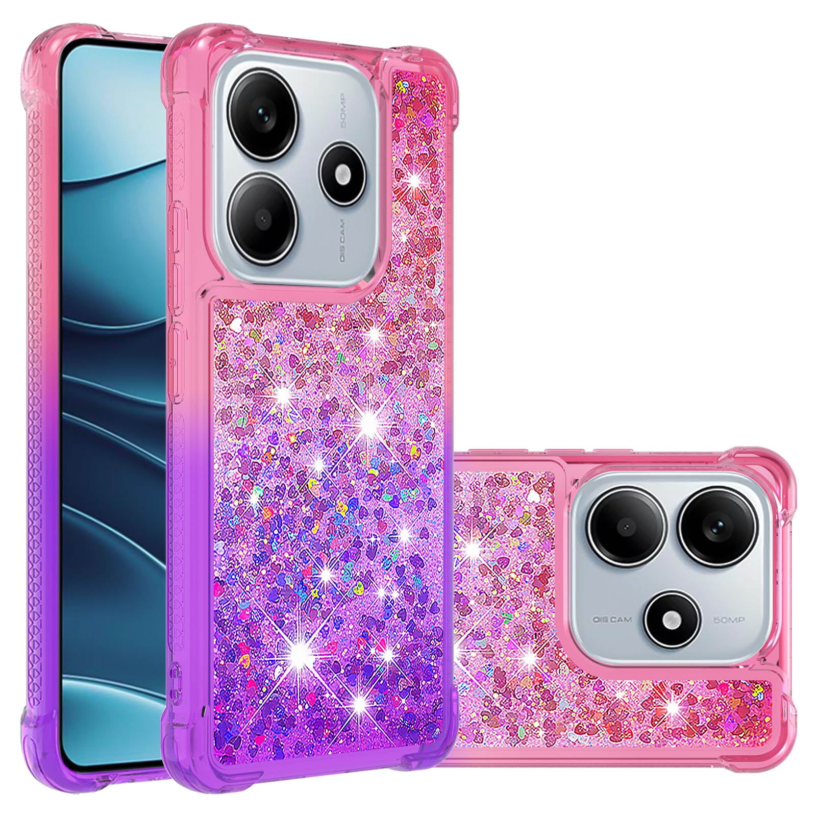 Tiwinxing Funda Compatible Con Redmi A2, Bonita Funda Transparente Con Purpurina A Prueba De Golpes Para Teléfono Xiaomi Redmi A2 Para Mujeres Y Niñas, Funda Protectora Delgada De Silicona (morado