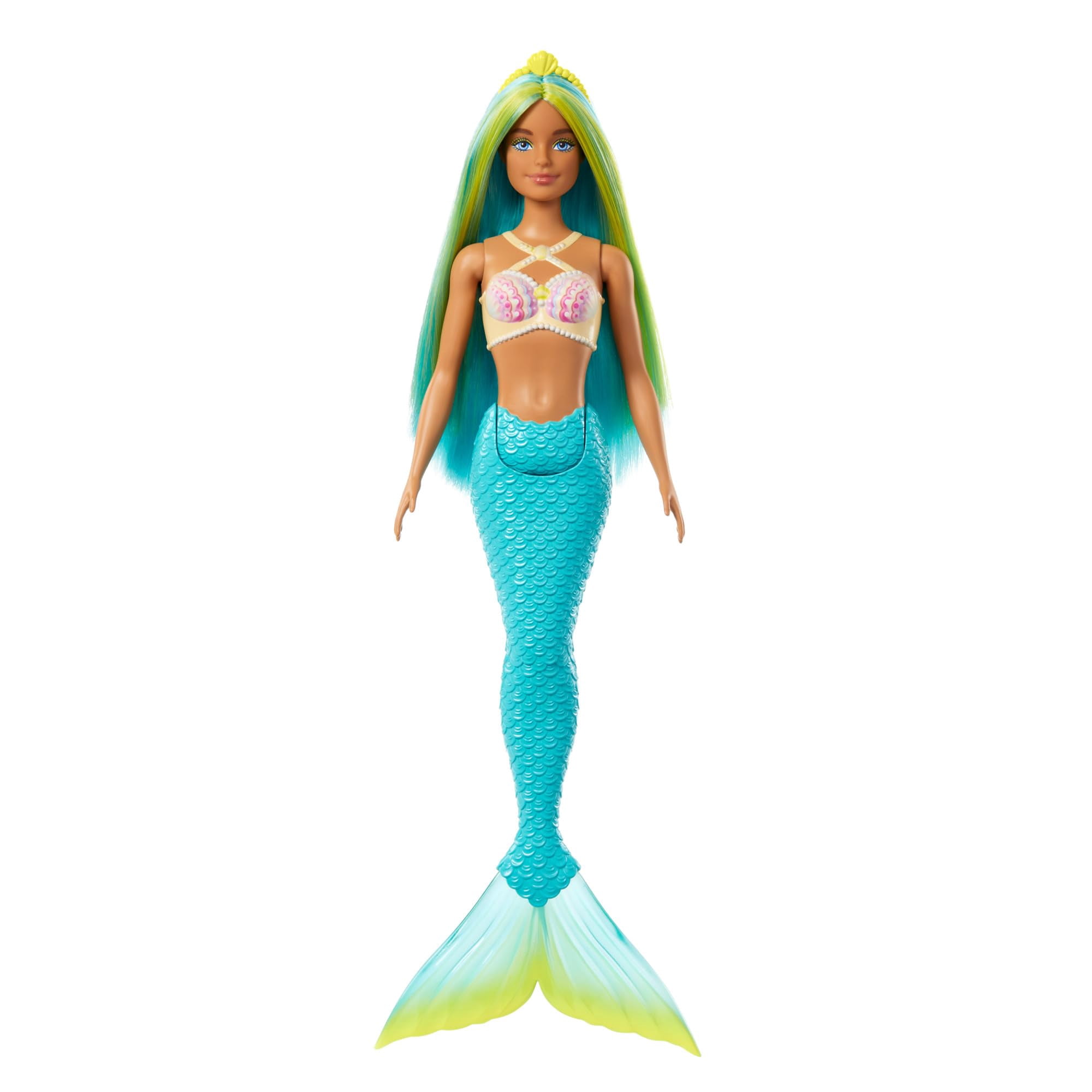 Muñeca Sirena Barbie Con Pelo De Fantasía Bicolor Azul Y Amarillo