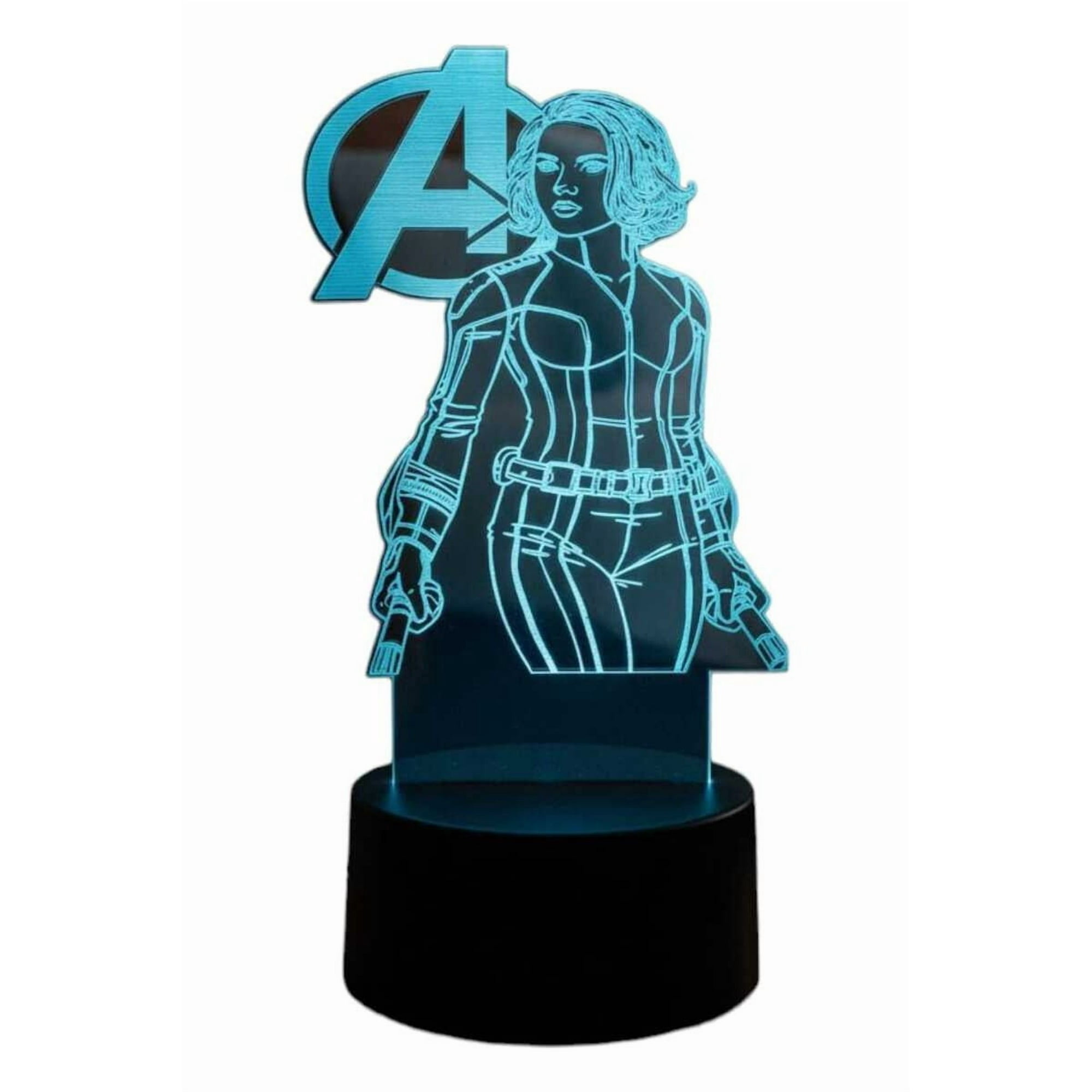 Lampara Ilusion 3d Viuda Negra Avengers De 7 Colores, Base Touch