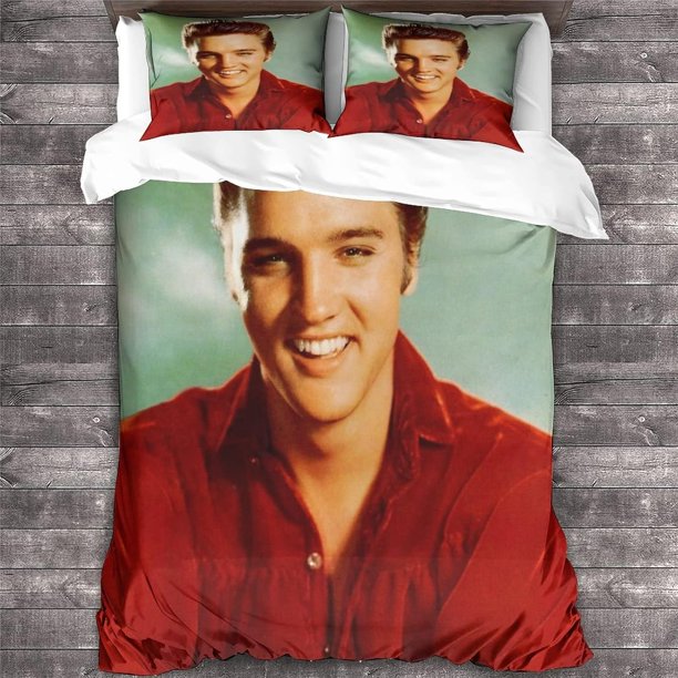 Elvis Presley Rock 'n' Roll Bedding Set with Pillowcases, SingersSoft Microfiber Duvet Cover with Zipper Closure for Bed