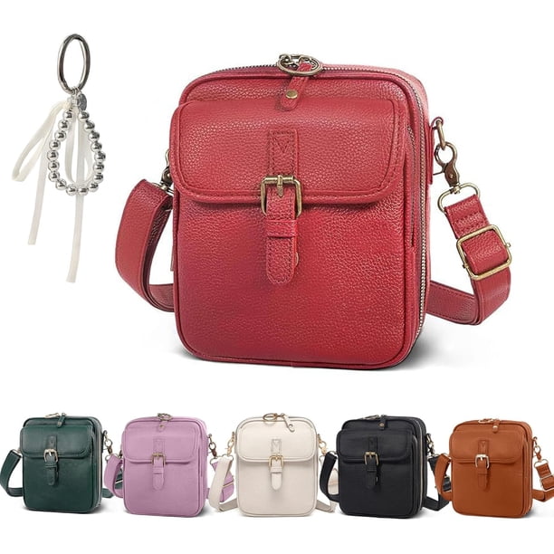 Bolso bandolera mujer retro piel sintética hombro mensajero cartera integrada ranuras tarjetas antirrobo