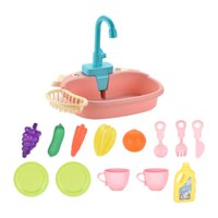 Magideal - Fregadero De Cocina, Juguetes Para Lavar Platos, Juego De Simulación De Limpieza, Juguetes Eléctricos De Simulación, Regalos De Cumpleaños Para Niños. Rosa