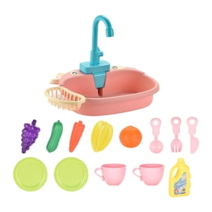 Magideal - Fregadero De Cocina, Juguetes Para Lavar Platos, Juego De Simulación De Limpieza, Juguetes Eléctricos De Simulación, Regalos De Cumpleaños Para Niños. Rosa