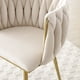 thumbnail image 2 of Modern Velvet Dining Chairs Set of 2, Upholstered Woven Dining Chair with Golden Metal Legs, Upholstered Dining Chairs for Dining Room, Kitchen, Vanity, Living Room, 2 of 3