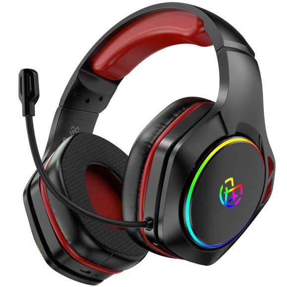 Auriculares inalámbricos Tatybo para PS5 y PC, rojo, modo dual