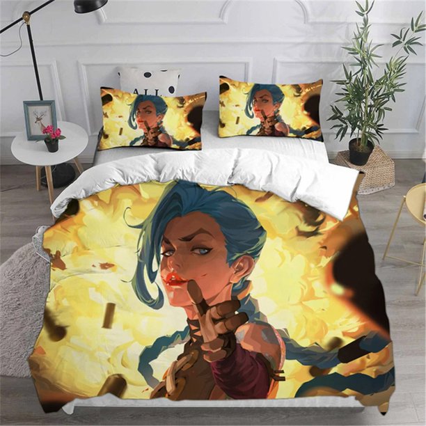 FashionLOL Jinx Arcane Bedding Set Boys Girls Duvet Cover Pillowcase Bed Adult Bedroom