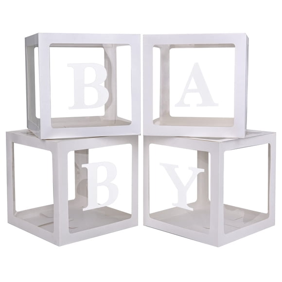 Cajas Para Bebés Con 4 Letras Para Baby Shower Color Blanco