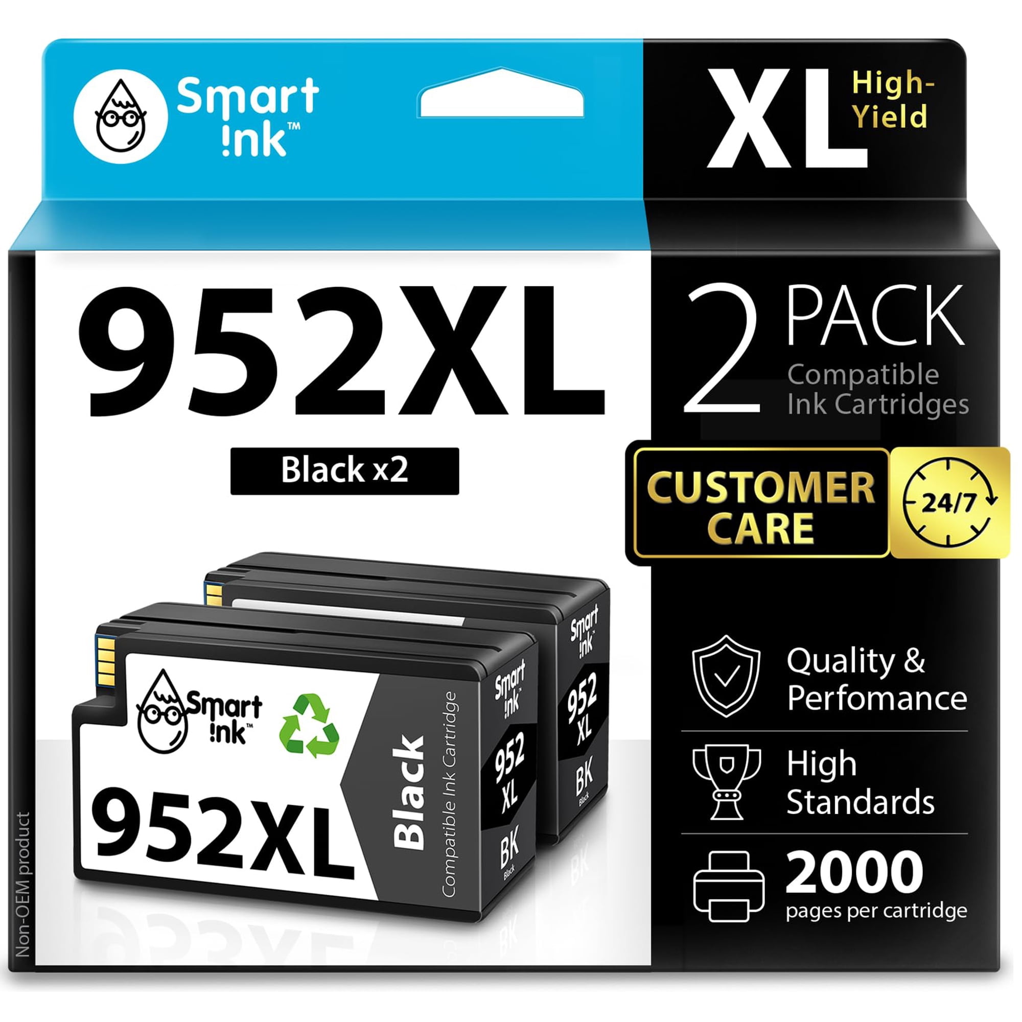 Cartuchos De Tinta Smart Ink Compatibles Con Hp 952xl (2 Negros)