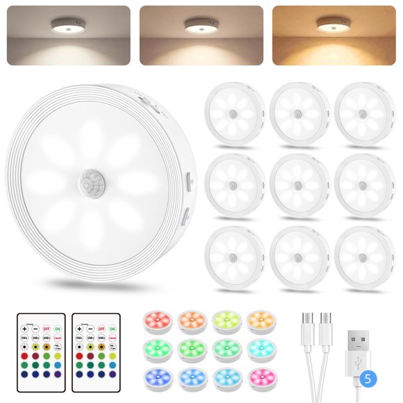 Besttour 10 unidades de luces tipo puck con sensor de movimiento y control remoto