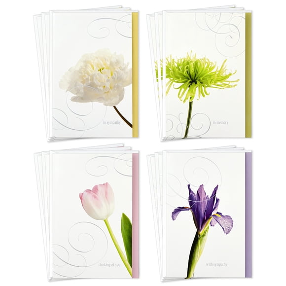 Sympathy Cards Hallmark Surtido de flores con 12 tarjetas y sobres