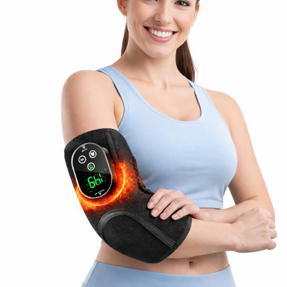 Almohadilla térmica inalámbrica para codo ROHVEMJ, masaje vibratorio, negro