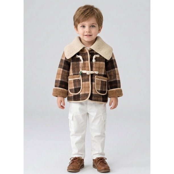 Chaqueta Nino Invierno Cuadros Abrigo Polar Grueso
