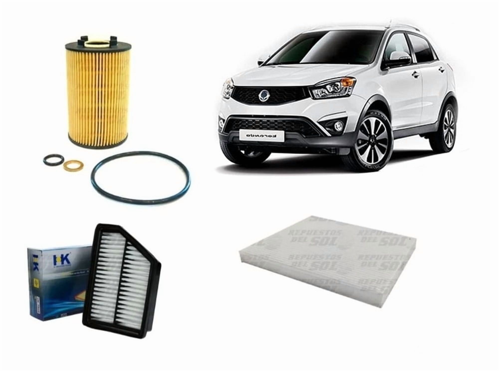 Repuestos Del Sol - Kit Filtro Para Ssangyong Korando 2 0 2012 2018 Aceite Aire Polen