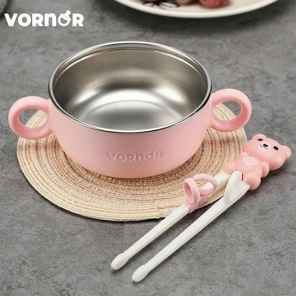 Children's Learning Meal Learning Training Baby Secondary Meal Bowl Big Baby Elementary Student Stainless Steel 304 Cutlery