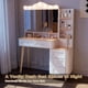 thumbnail image 1 of Vanity Desk with Mirror and Lights,Makeup Vanity with 2 USB Power Strip,Vanity Set with Two Drawers and Three-drawer Chest, 3 Lighting Modes Adjustable Brightness, Foldable Three-sided Mirror(White), 1 of 3
