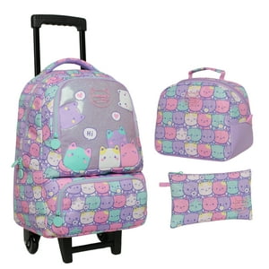 Pack Bakan Escolar Mujer New Gatos Pastel Head
