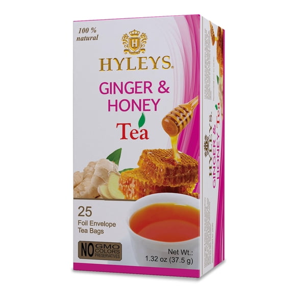 Tea HYLEYS Wellness Jengibre y miel negra, 300 ml, 25 bolsitas de té
