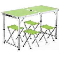 Citohome - Pack De Mesa Plegable Con 4 Sillas Para Camping En Color Verde - Mesas Y Sillas Portátiles