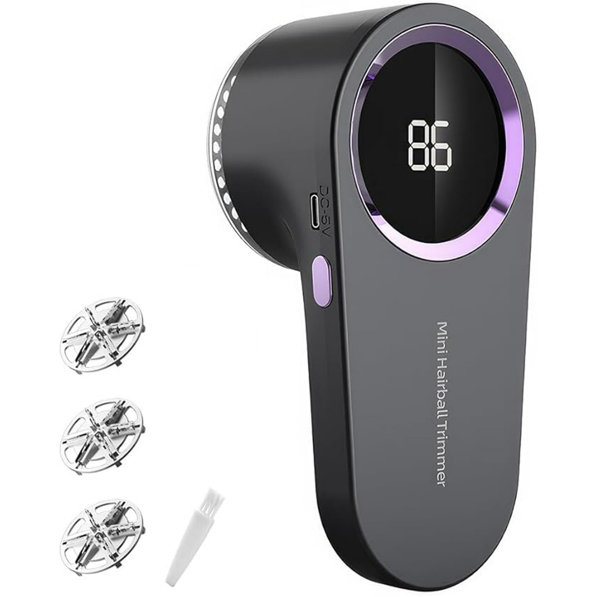 Veat00l - Quitapelusas Con Pantalla Digital Inteligente, Con 3 Cuchillas Y 1 Cepillo De Limpieza, Recargable Por Usb, Quita Pelusas De Ropa Extraíble, Para Todo Tipo De Ropa, Sofás, Calcetines