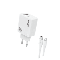 Irm - Cargador Carga Rápida 35W Doble Usb Usb-C +Cable Lightning