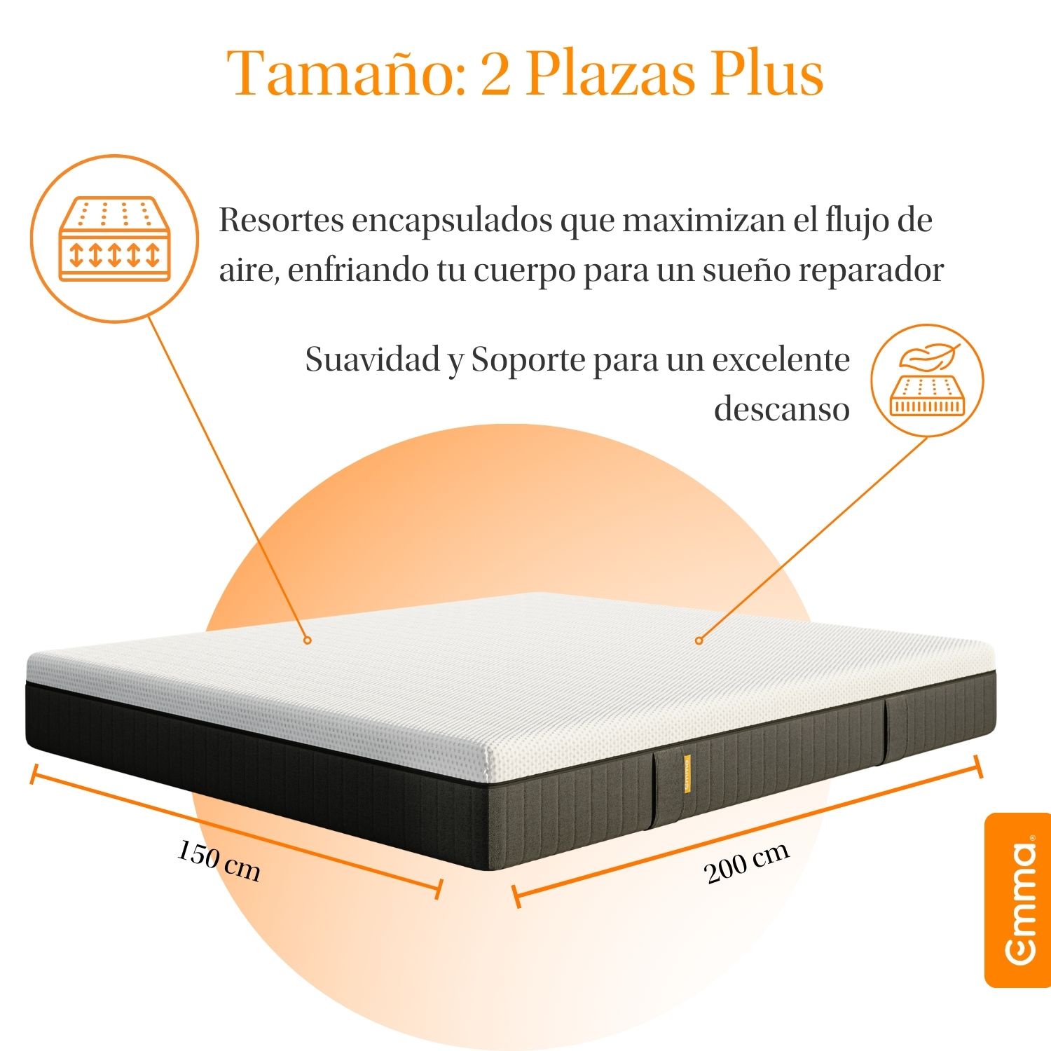 Emma - Colchón Hybrid Premium 2.5 Plazas