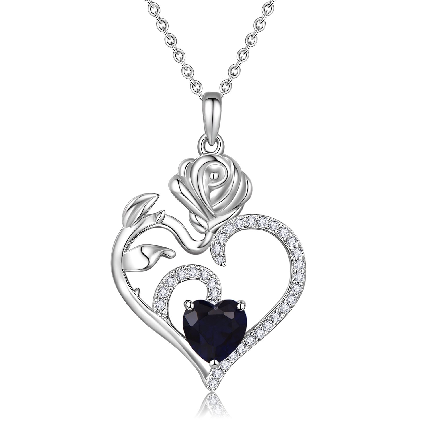 Heshpaws - Colgante Con Piedra De Nacimiento Con Colgante De Corazón De Plata De Ley