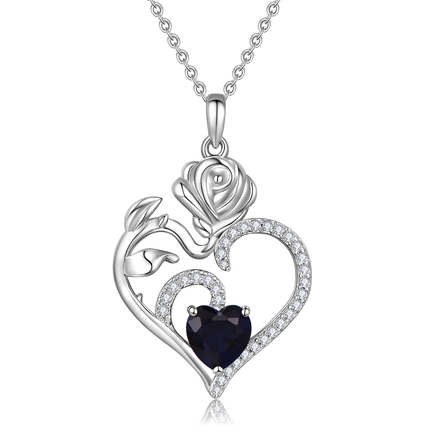 Heshpaws - Colgante Con Piedra De Nacimiento Con Colgante De Corazón De Plata De Ley