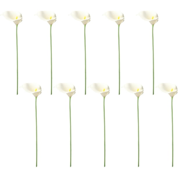 Ramo de 10 flores artificiales de lirio de cala para boda, despedida de soltera, decoración del hogar, flores de lirio de cala artificiales