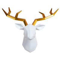 Magideal - Cabeza De Ciervo En 3D, Decoración De Pared, Escultura De Pared, Cabeza De Animales Coleccionables, Estatua De Resina Geométrica, Figuritas Para Dormi