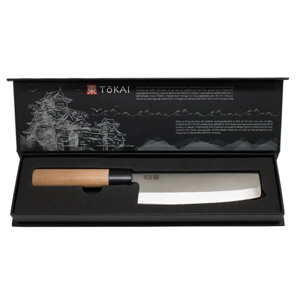 Cuchillo Tokai Cleaver 30cm De Acero Inoxidable Mango Madera Wayu