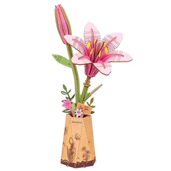 Flor de Madera Lirio Pink Lily Rolife