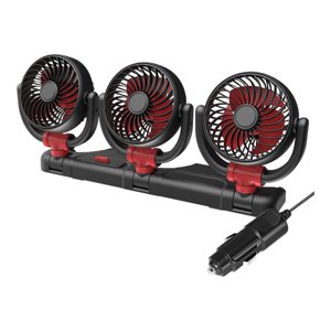 Ioensy - Accesorios Del Ventilador Plegable De 3 Cabezas De Automóvil Ajustable Flexible Flexible 360 Grados Rojo Giratorio 24V