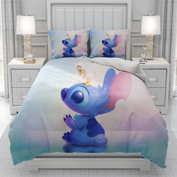 v1107 Bed Sheets Lilo & Stitch funny Duvet Cover men women/Children KID Printing cartoon Bedding Set Comforter Bed Soft 3-Piece Bedding Set (1 Duvet Cover + 2 Pillow Shams) Bed Sheets ju1107